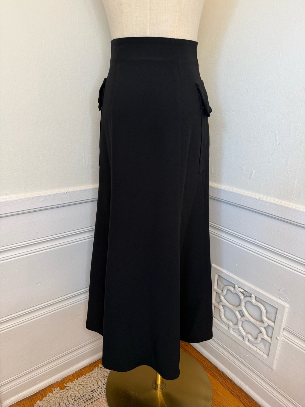Vintage 80s/90s Moschino Velvet Bow Cargo Midi Skirt IT 38 - Picture 3 of 6